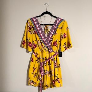 TRIXXI Floral Romper in Mustard Yellow